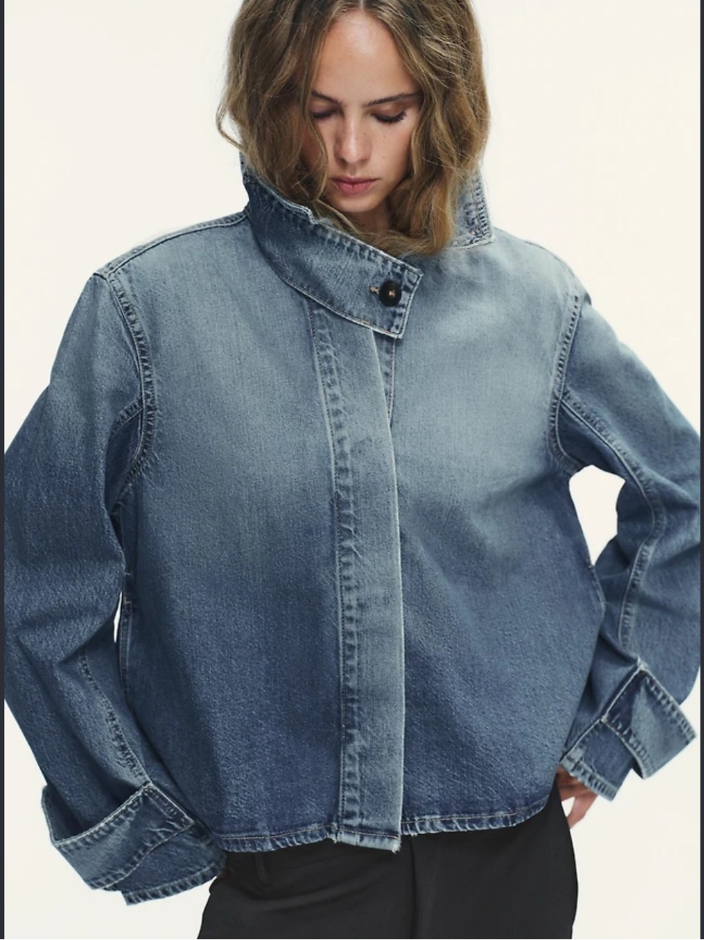 Zara Light Blue High-Neck Denim Jacket